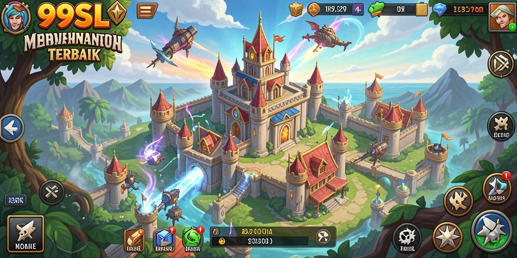 Tangkapan layar gameplay menegangkan 99SL dengan menara pertahanan yang kuat.