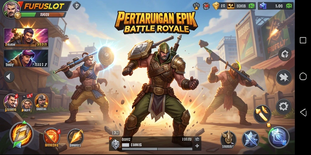 Gameplay seru dan mendebarkan di FUFUSLOT Battle Royale.