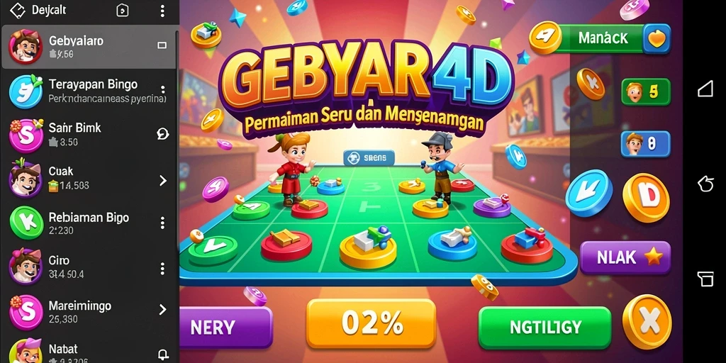 Tampilan gameplay seru di GEBYAR4D, menampilkan bingo penuh warna.