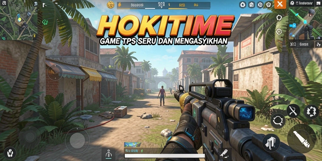 Tampilan gameplay HOKITIME dengan aksi seru dalam TPS.
