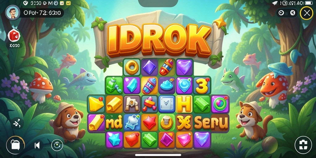 Tampilan gameplay seru dalam IDROK, sempurna untuk pencinta Match-3.