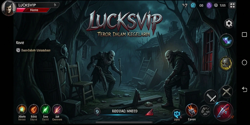 Screenshot gameplay LUCKSVIP menampilkan momen menegangkan saat menjelajahi tempat angker.