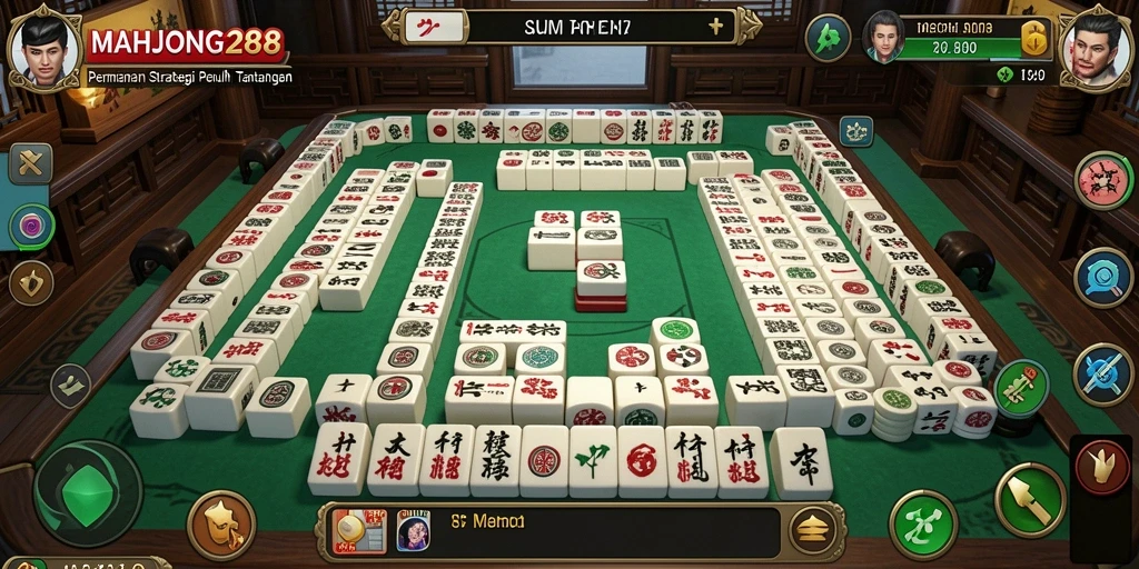 Screenshot utama MAHJONG288 menunjukkan gameplay strategis yang menantang.