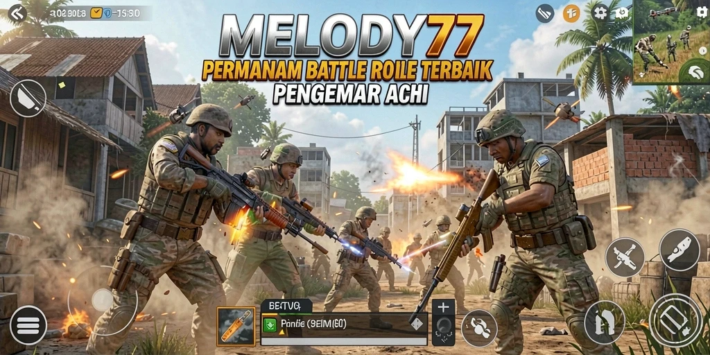 Tangkapan layar MELODY77 menunjukkan intensitas pertempuran Battle Royale yang mendebarkan.