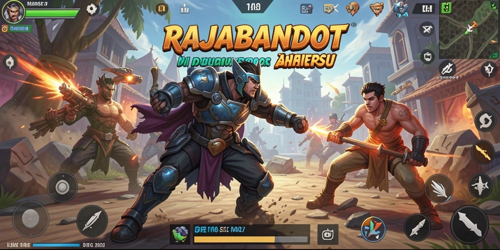 Tampilan gameplay seru di RAJABANDOT dengan pertarungan epik.
