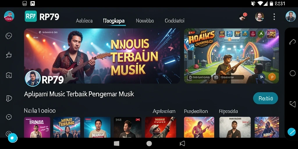 Tampilan menarik aplikasi RP79 dengan gameplay musik yang seru.