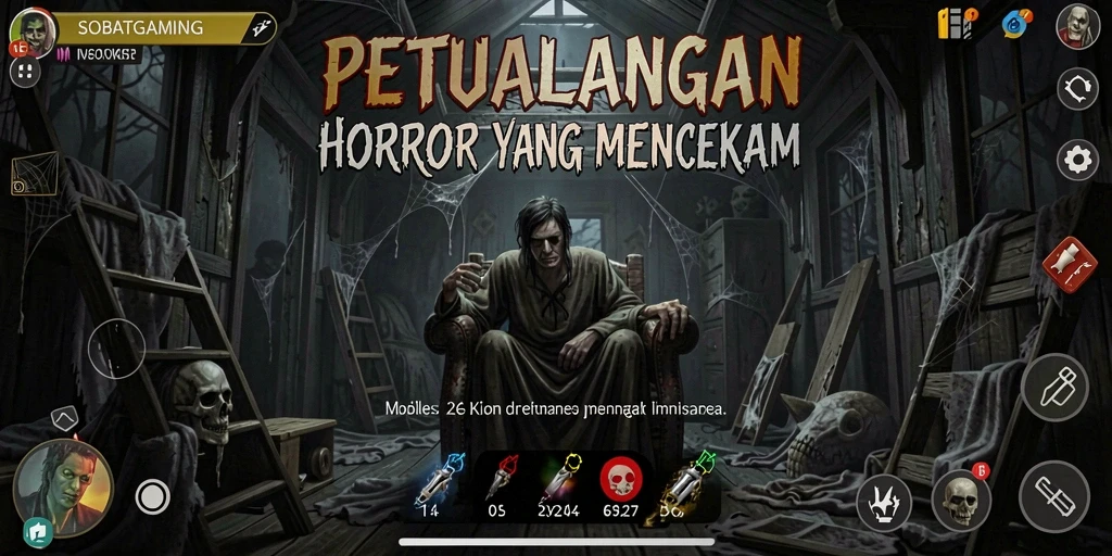 Tampilan gameplay SOBATGAMING dengan suasana Horror yang menegangkan.