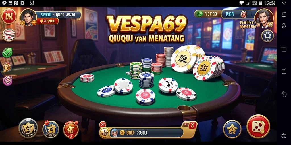 Screenshot utama VESPA69 menampilkan aksi intens bermain QiuQiu.